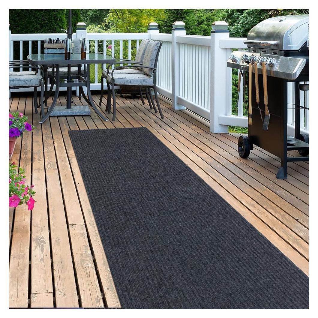 Alfombra Runner LITA Doble Raya Gris 61x183 cm Antideslizante