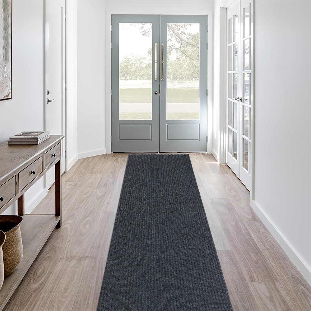 Alfombra Runner LITA Doble Raya Gris 61x183 cm Antideslizante