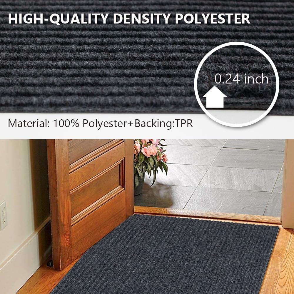 Alfombra Runner LITA Doble Raya Gris 61x183 cm Antideslizante