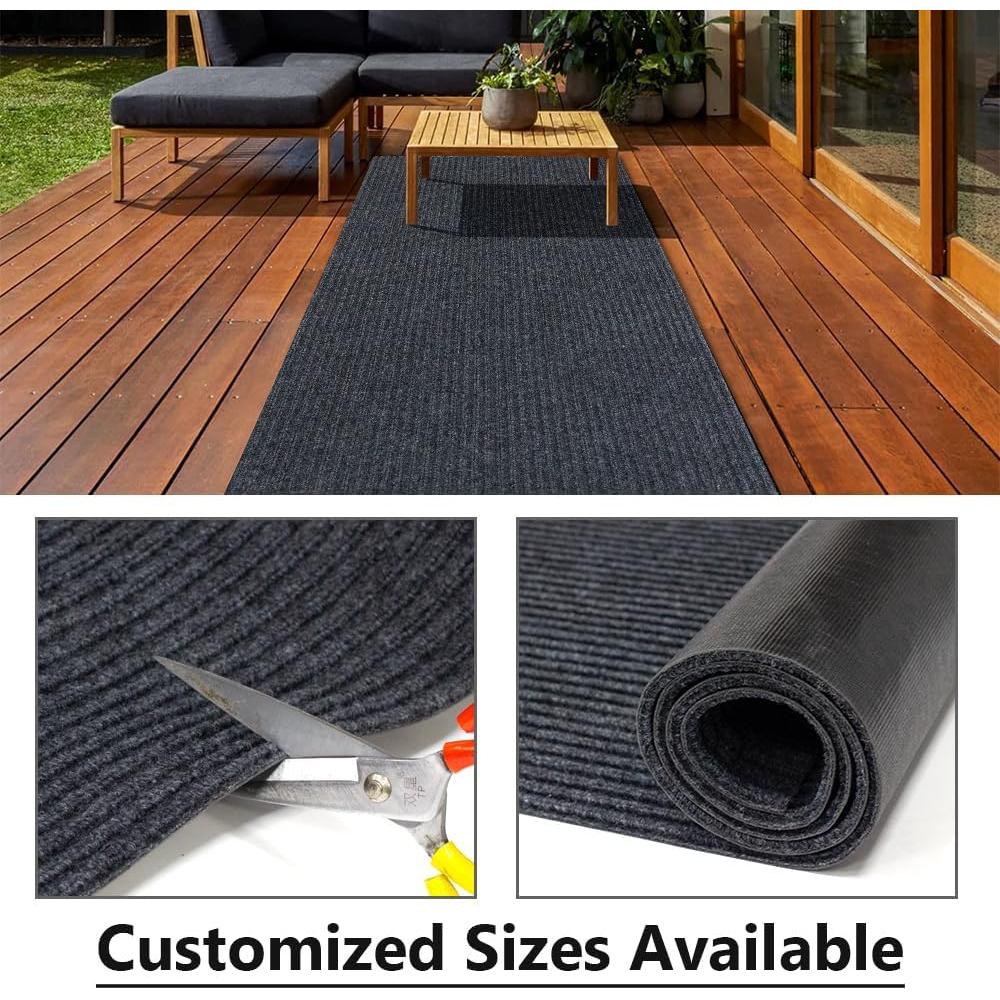 Alfombra Runner LITA Doble Raya Gris 61x183 cm Antideslizante