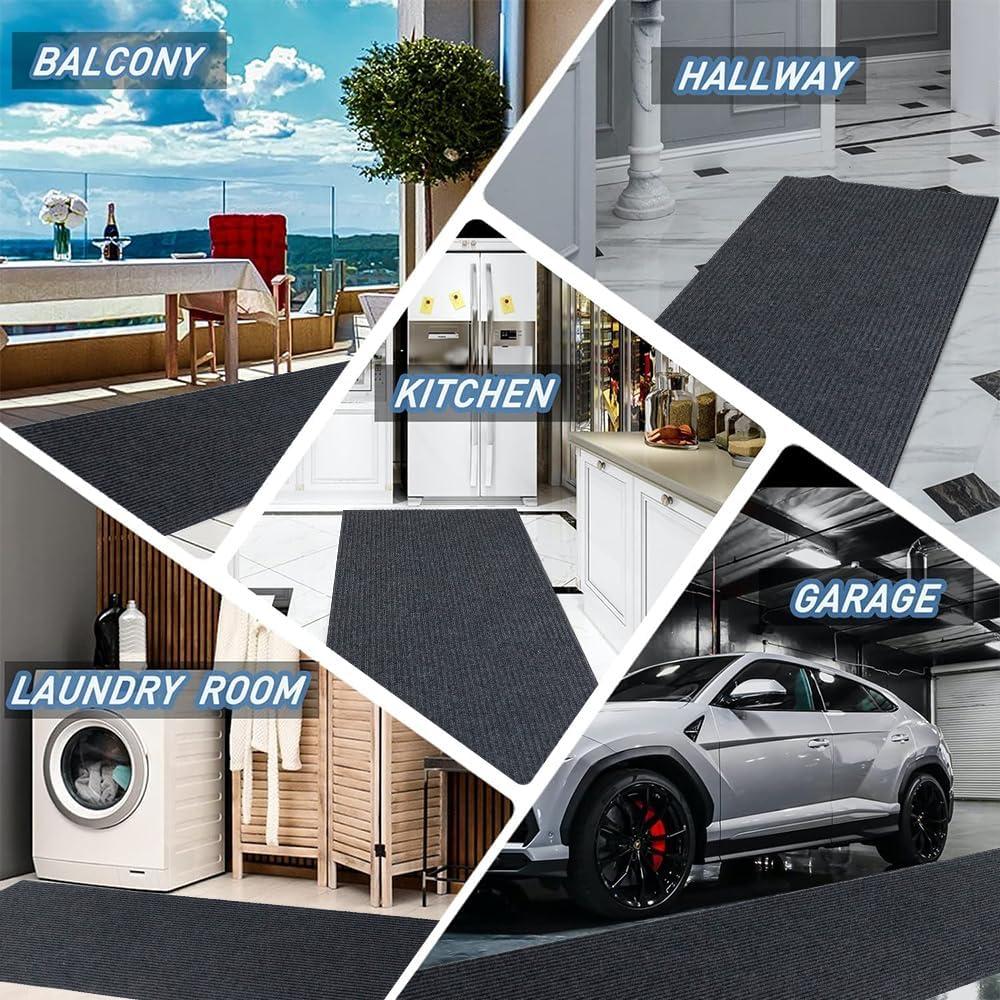 Alfombra Runner LITA Doble Raya Gris 61x183 cm Antideslizante