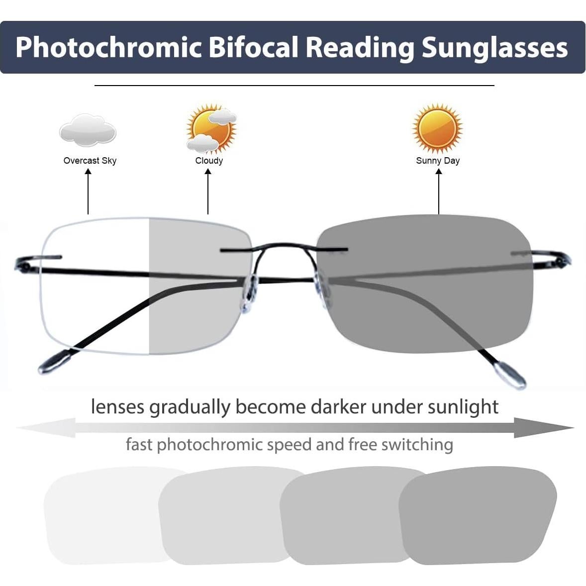 Gafas de lectura bifocales K.LAVER fotocromáticas 1.5x