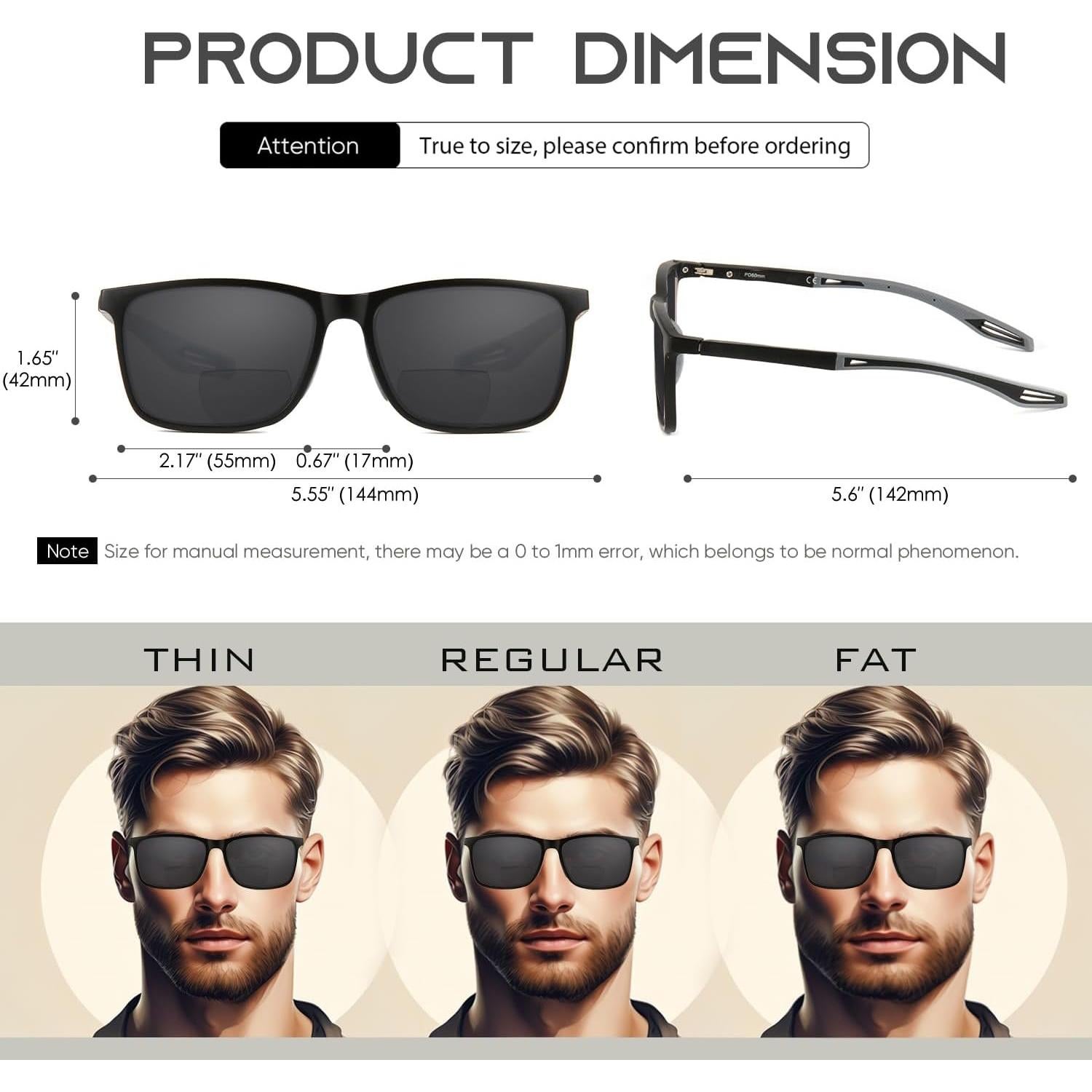 Gafas de Sol Bifocales Missfive 2-Pack UV400 para Hombres