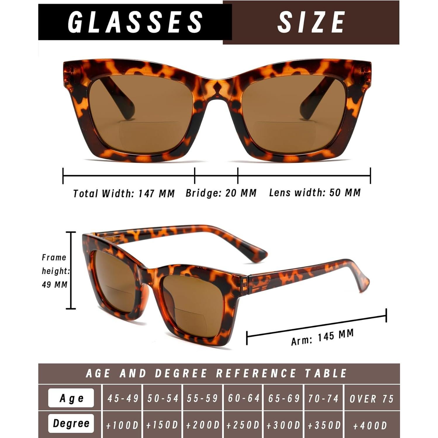 Gafas de sol bifocales Hubeye para mujeres UV400 paquete 3