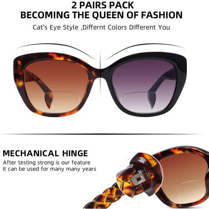 Gafas de sol bifocales LADEESSE UV400 para mujeres - 2 pares
