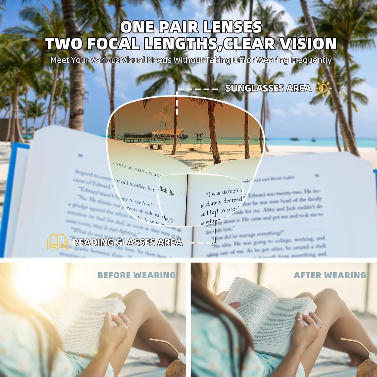 Gafas de sol bifocales LADEESSE UV400 para mujeres - 2 pares