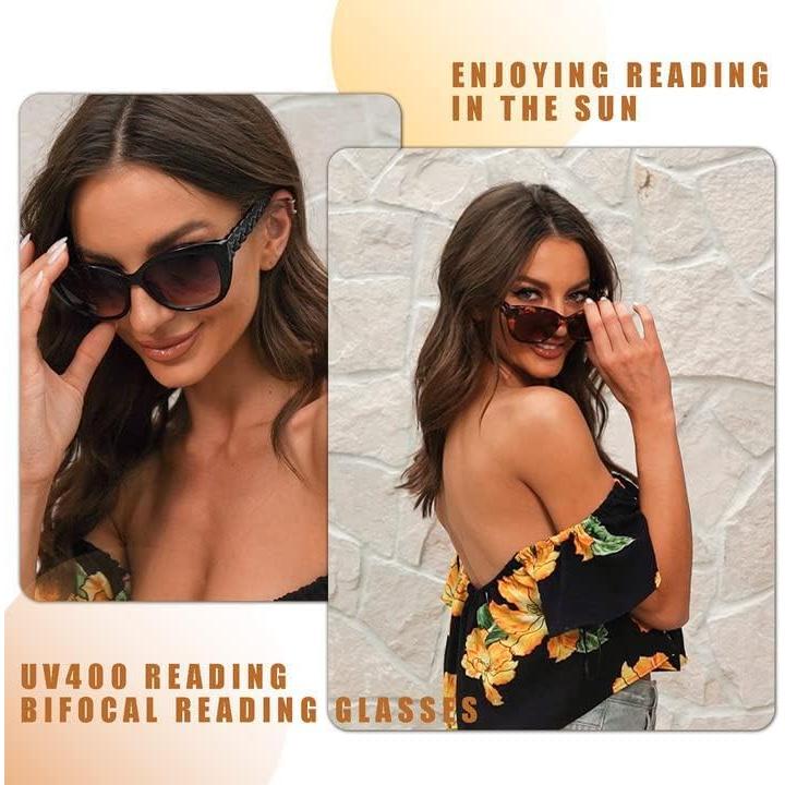 Gafas de sol bifocales LADEESSE UV400 para mujeres - 2 pares