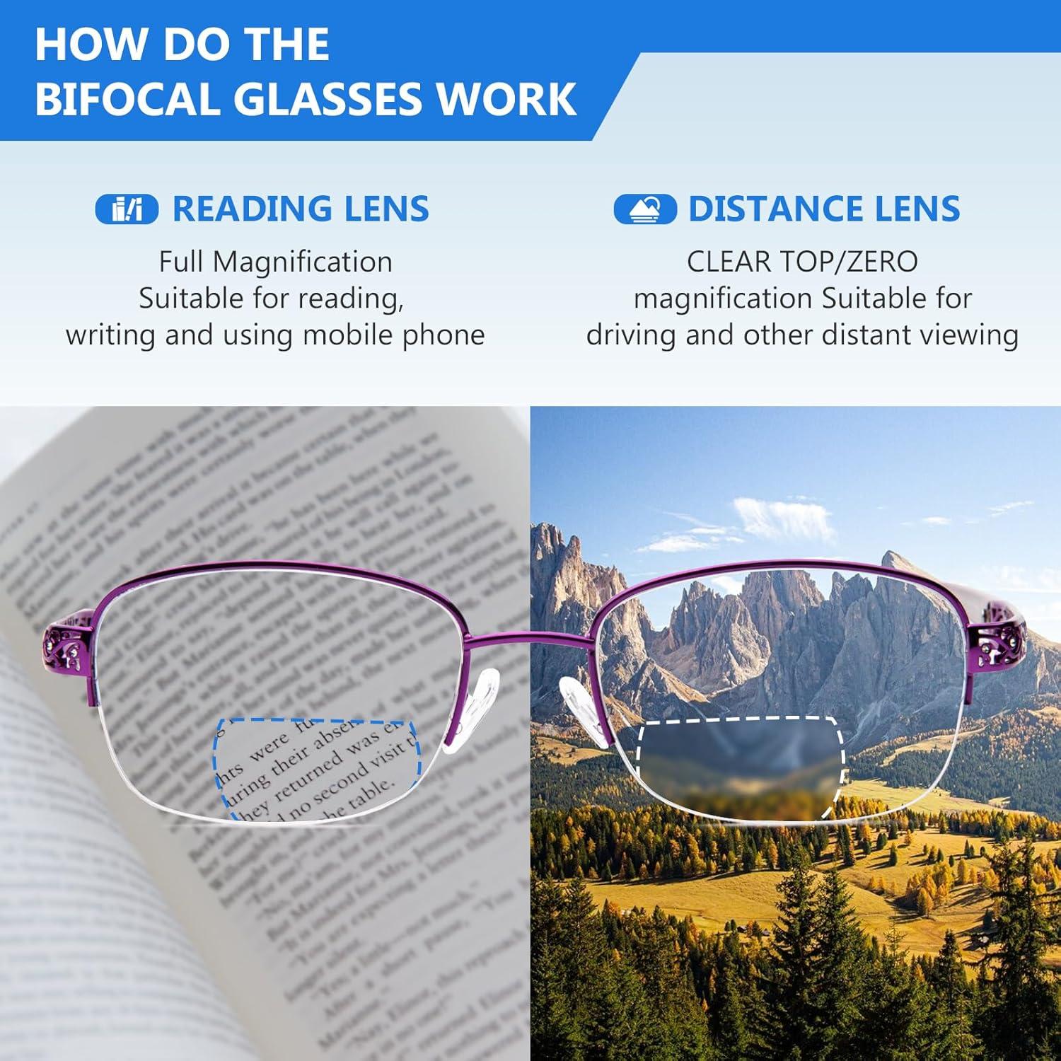Gafas de lectura bifocales metálicas con bloqueo luz azul 3.0x