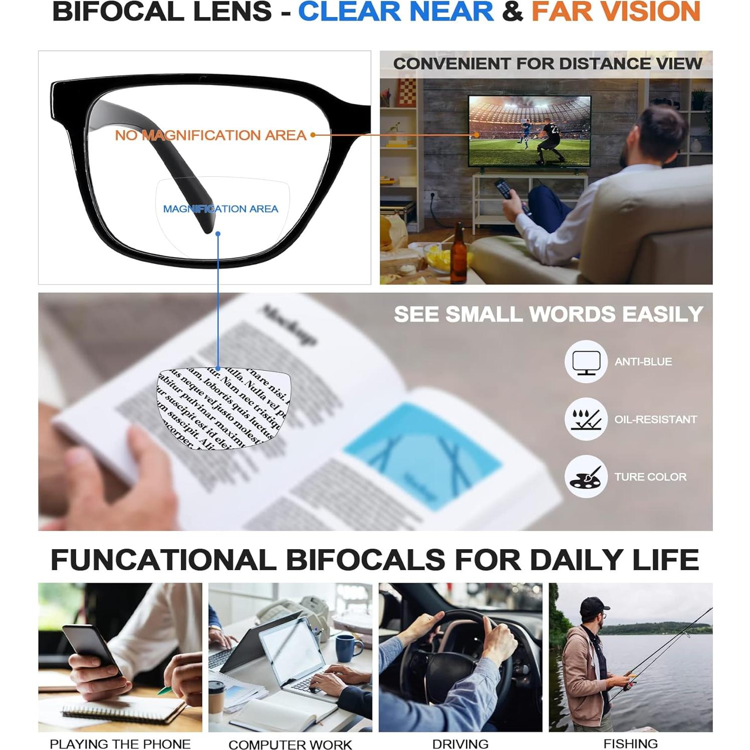 Gafas de lectura bifocales WEMOOTANTS 1.5 con bloqueo luz azul