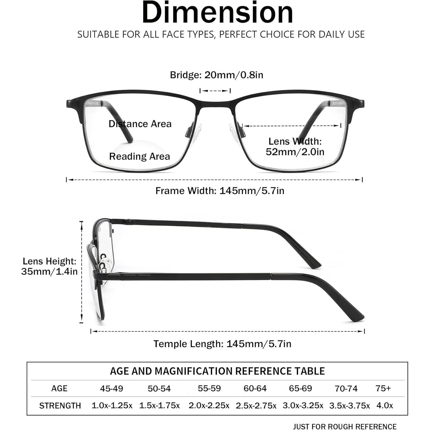 Paquete de 3 gafas bifocales ZHUOLIANG 1.75x anti luz azul