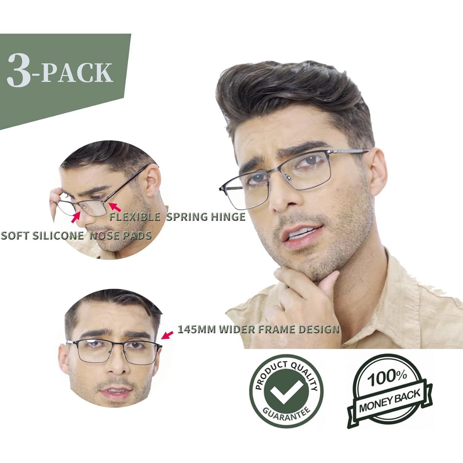 Paquete de 3 gafas bifocales ZHUOLIANG 1.75x anti luz azul