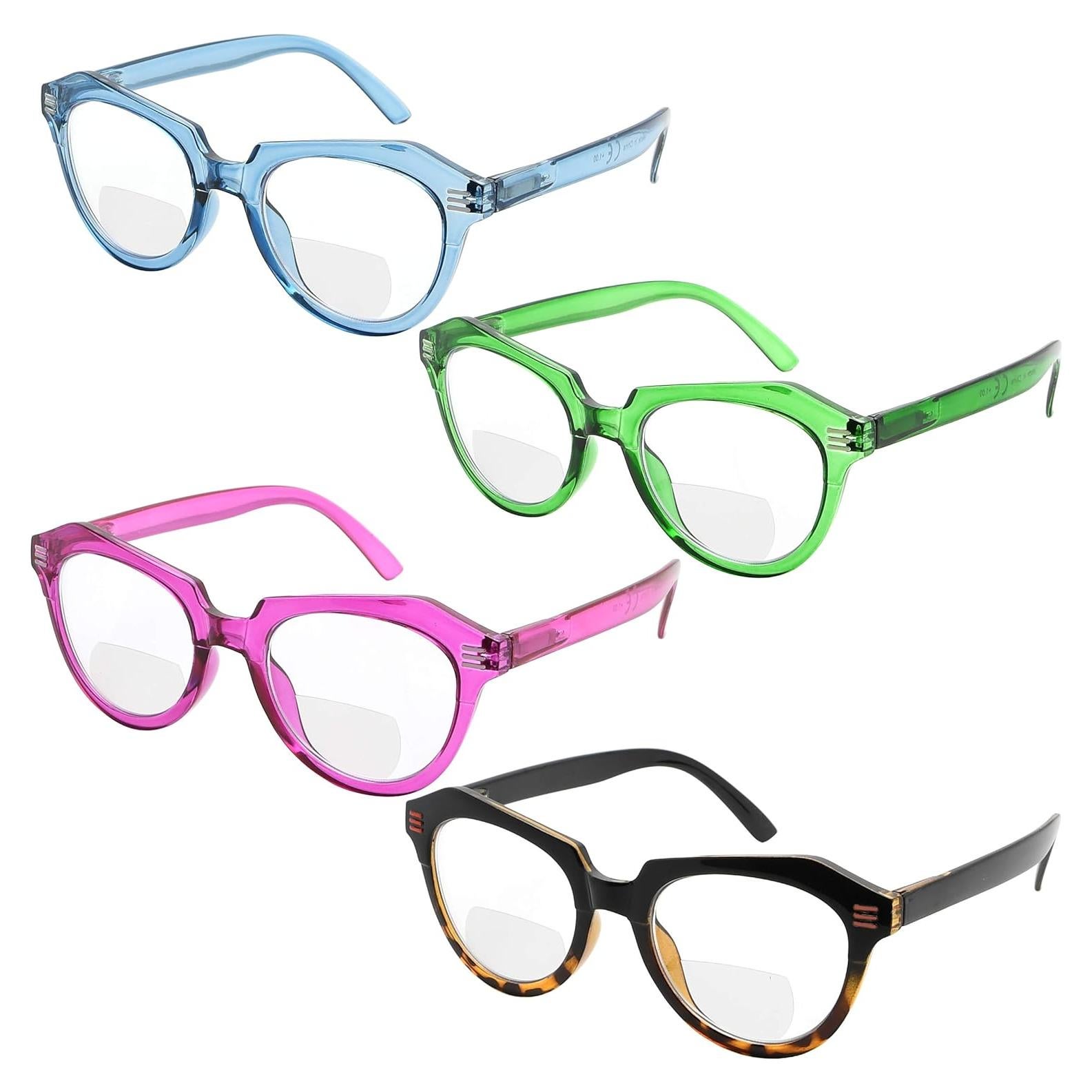 Eyekepper Bifocal Reading Glasses Women 4-Pack Ladies Bifocal Readers Cat-eye Style