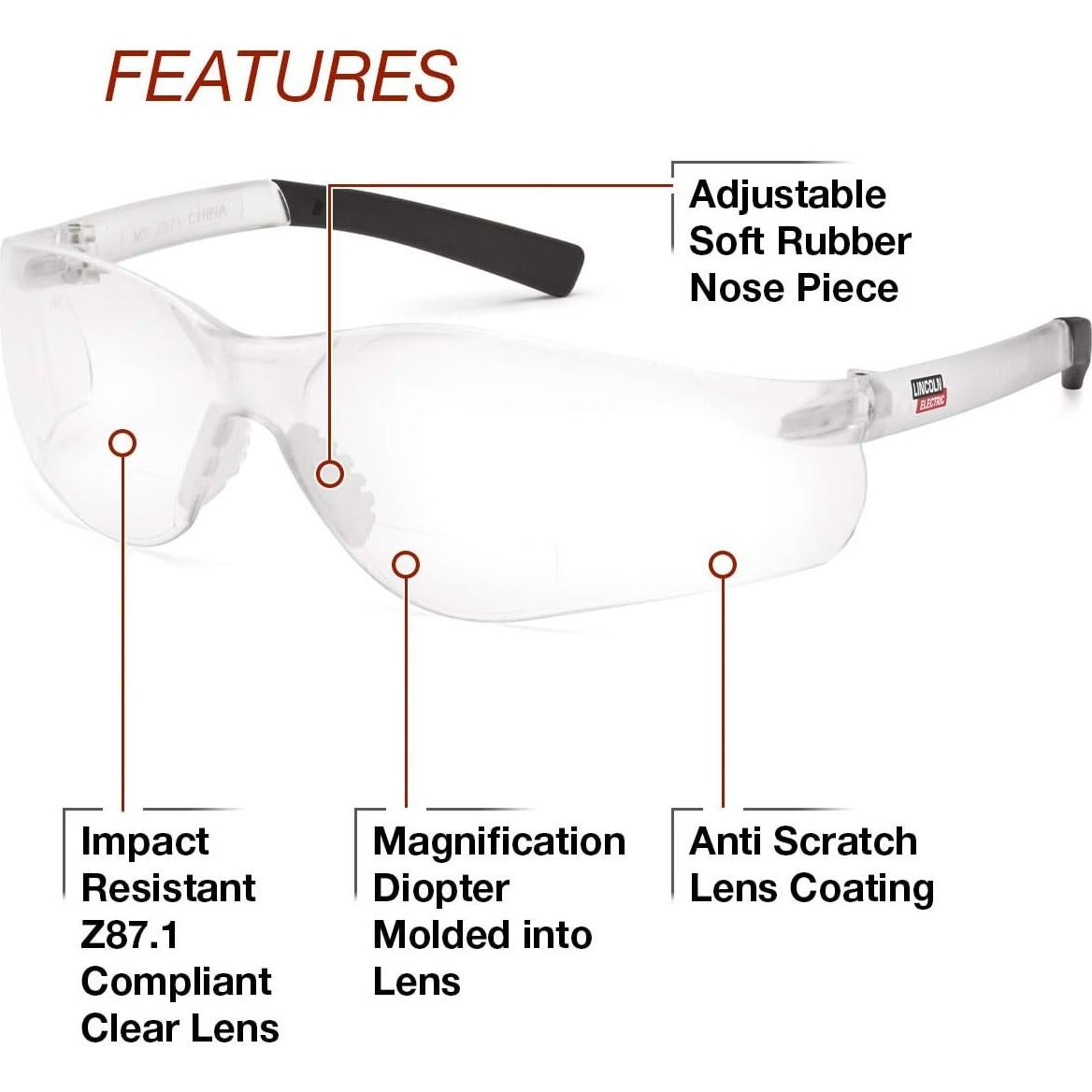 Gafas de Seguridad Bifocales Lincoln Electric 2.5D Lente Clara