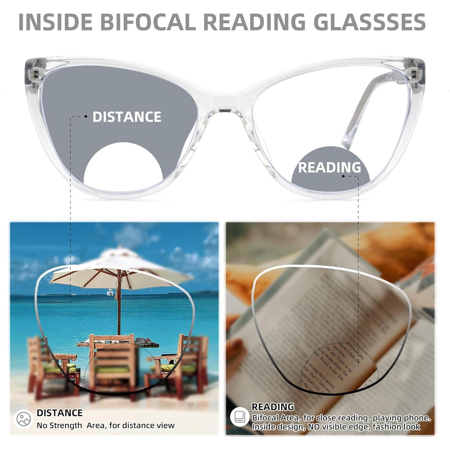 Gafas de lectura bifocales Cateye 1.75x con bloqueo luz azul