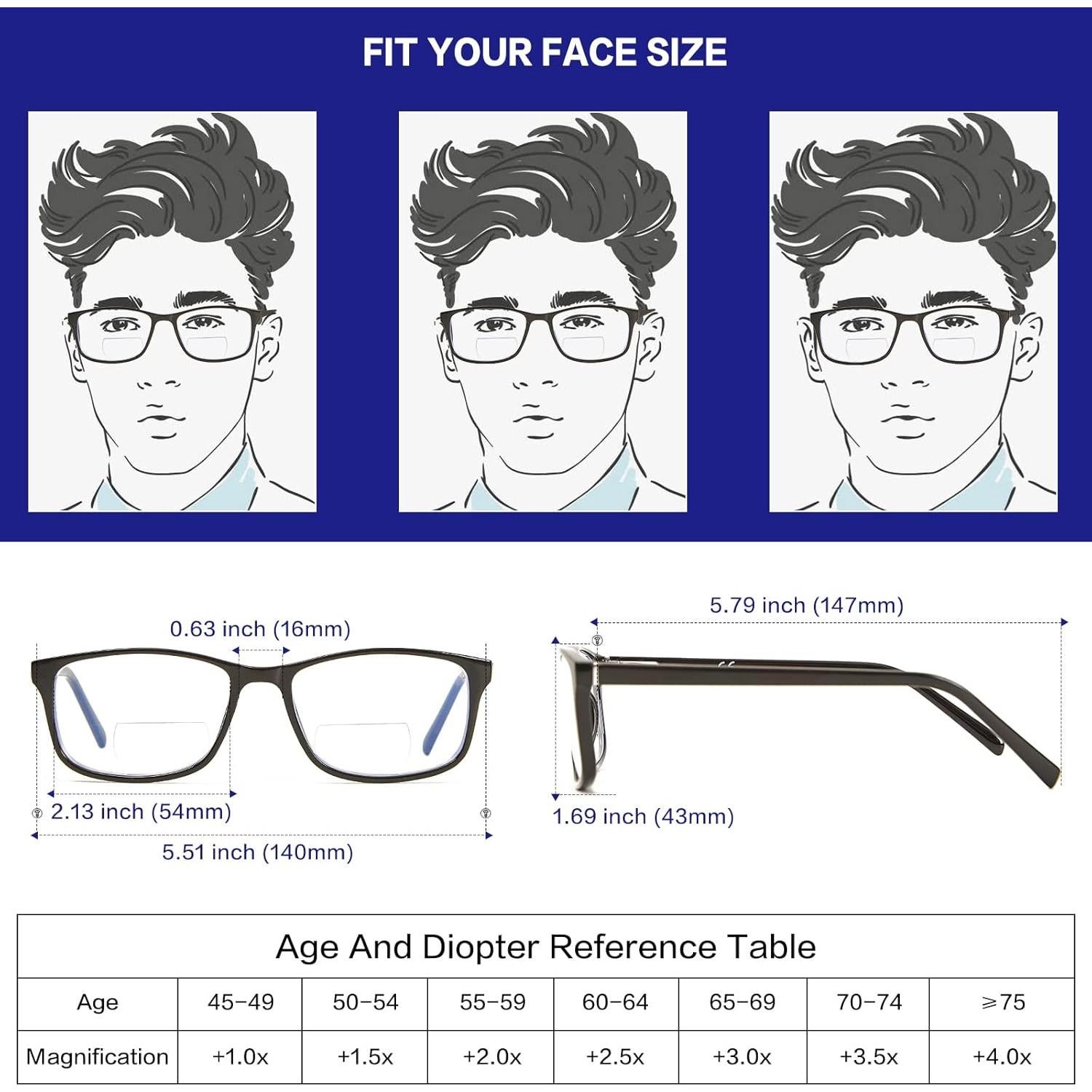 Gafas de lectura bifocales Kafirlo con bloqueo luz azul 1.75D