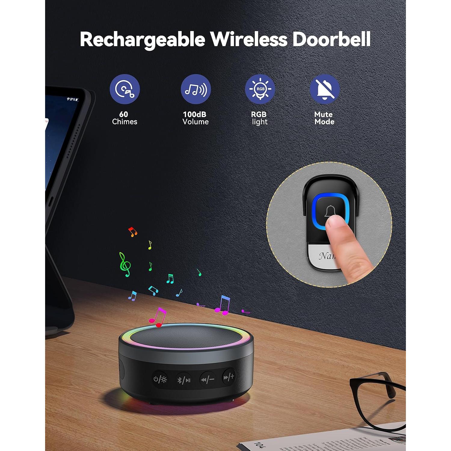 Timbre Inalámbrico TECKNET con Altavoz Bluetooth 1000mAh