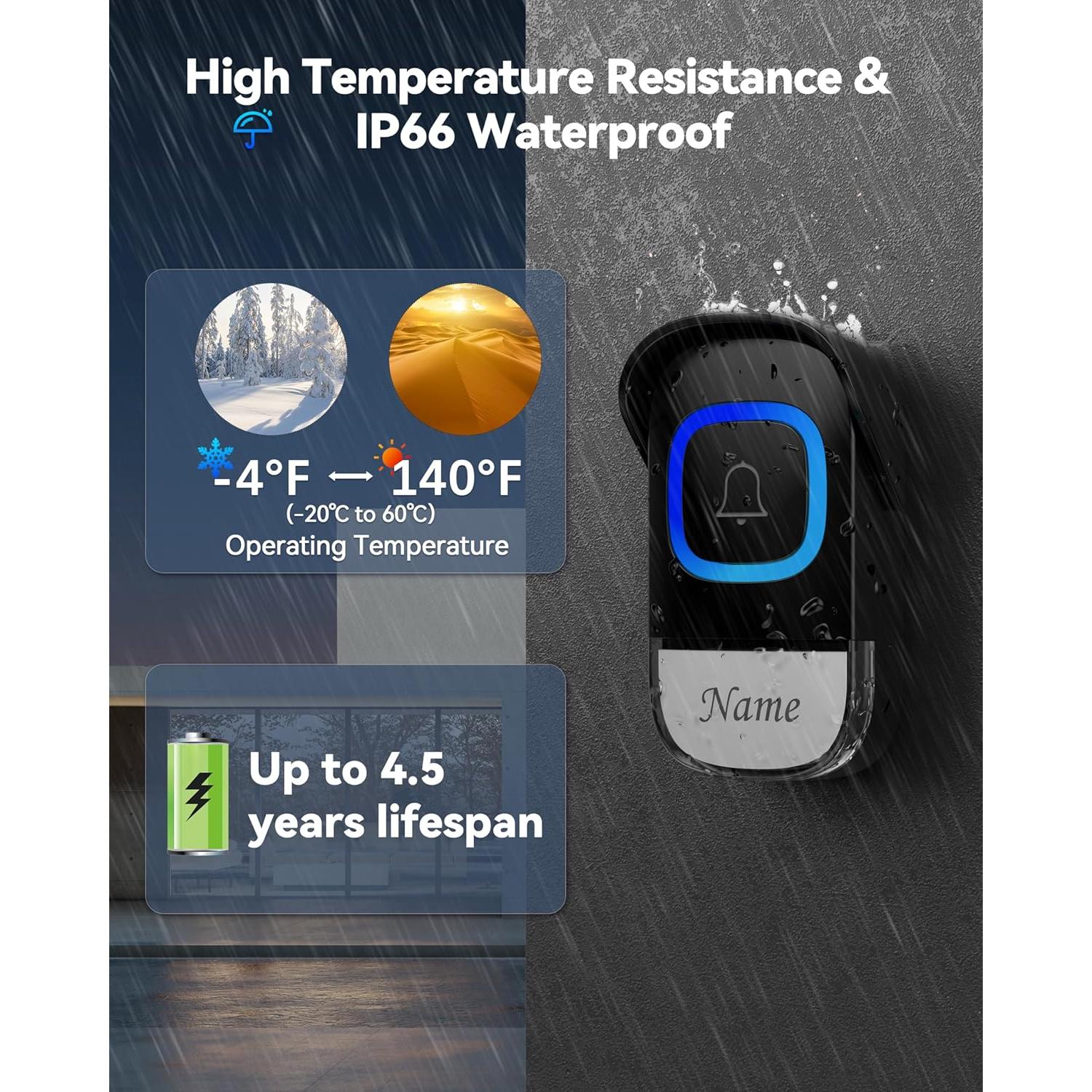 Timbre Inalámbrico TECKNET con Altavoz Bluetooth 1000mAh