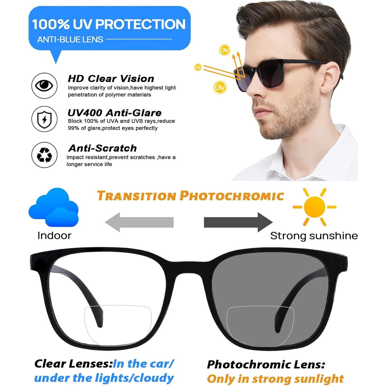 Gafas de lectura bifocal OCCI CHIARI UV400 negras 1.5x