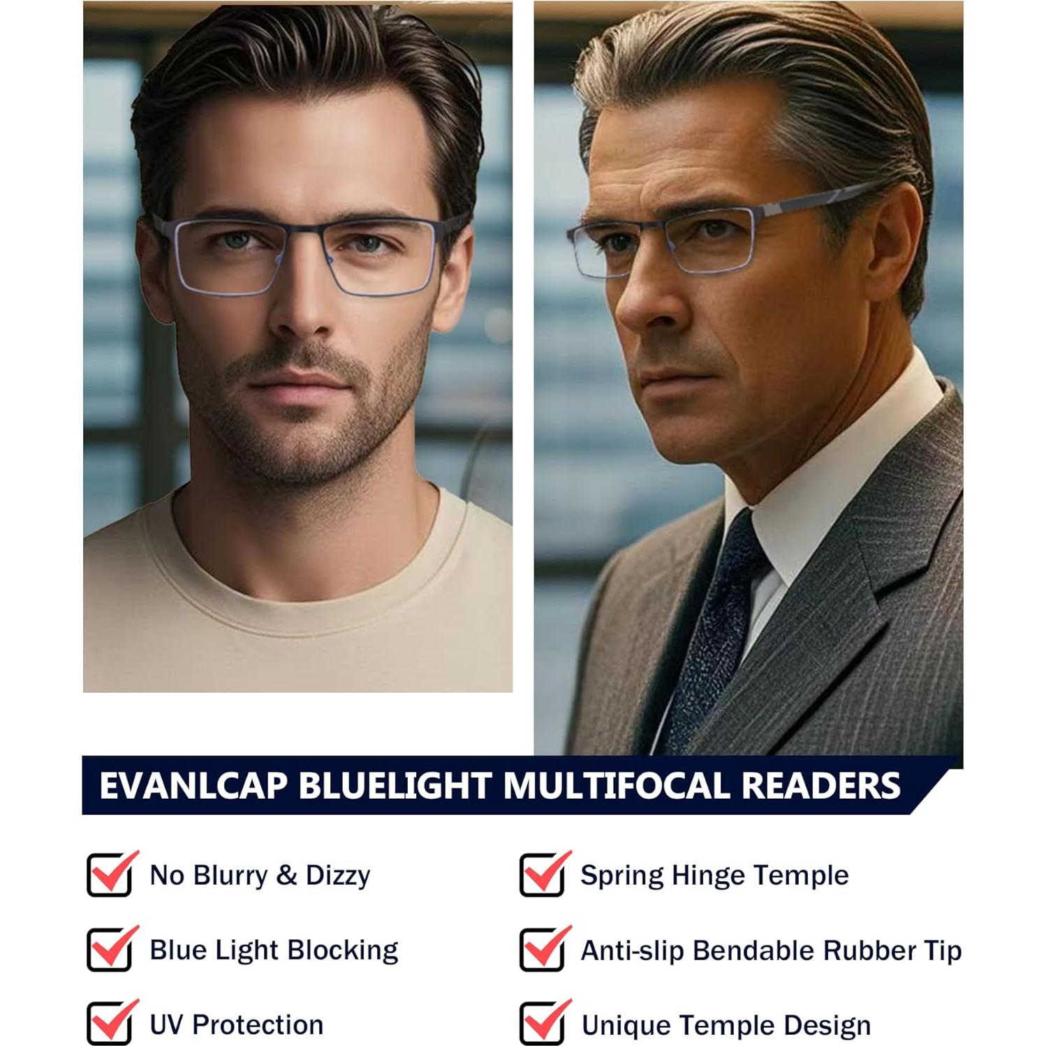 Gafas de Lectura Progresivas Evanlcap 2 Pares Bloqueo Luz Azul