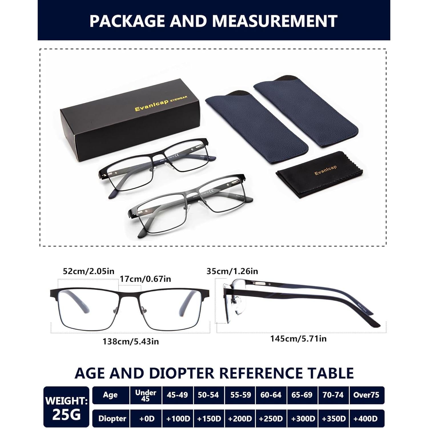 Gafas de Lectura Progresivas Evanlcap 2 Pares Bloqueo Luz Azul