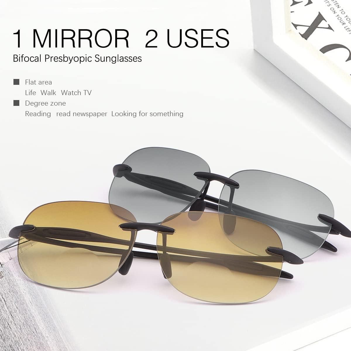 Gafas de Sol Bifocales PEEPAI Sin Montura UV400 Ligeras