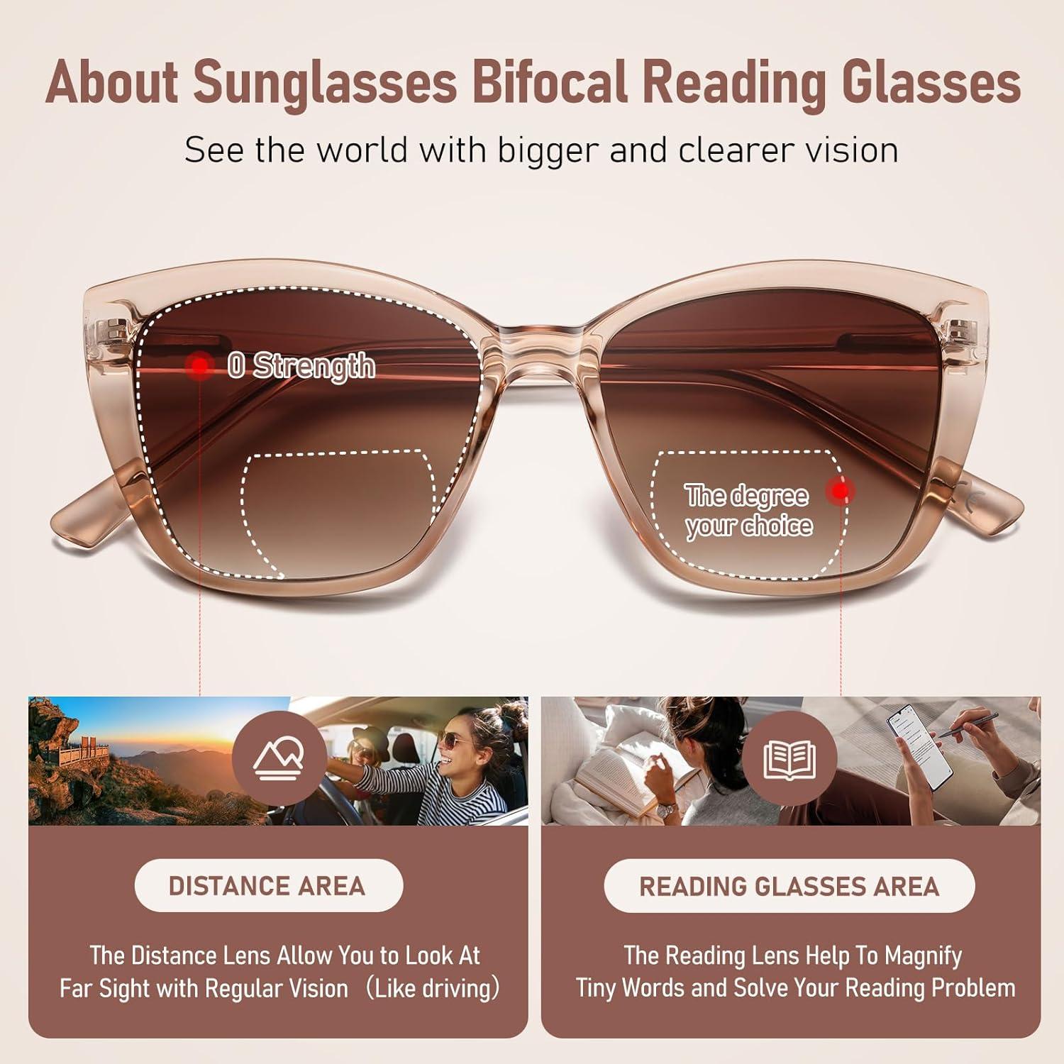 Gafas de sol bifocales PUBOWT grandes ojo de gato UV400