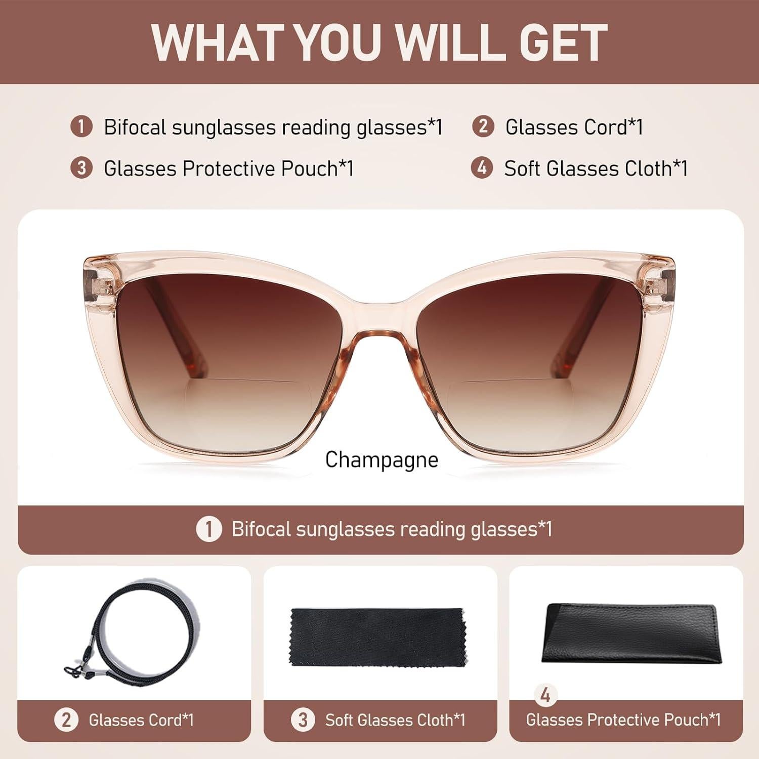 Gafas de sol bifocales PUBOWT grandes ojo de gato UV400