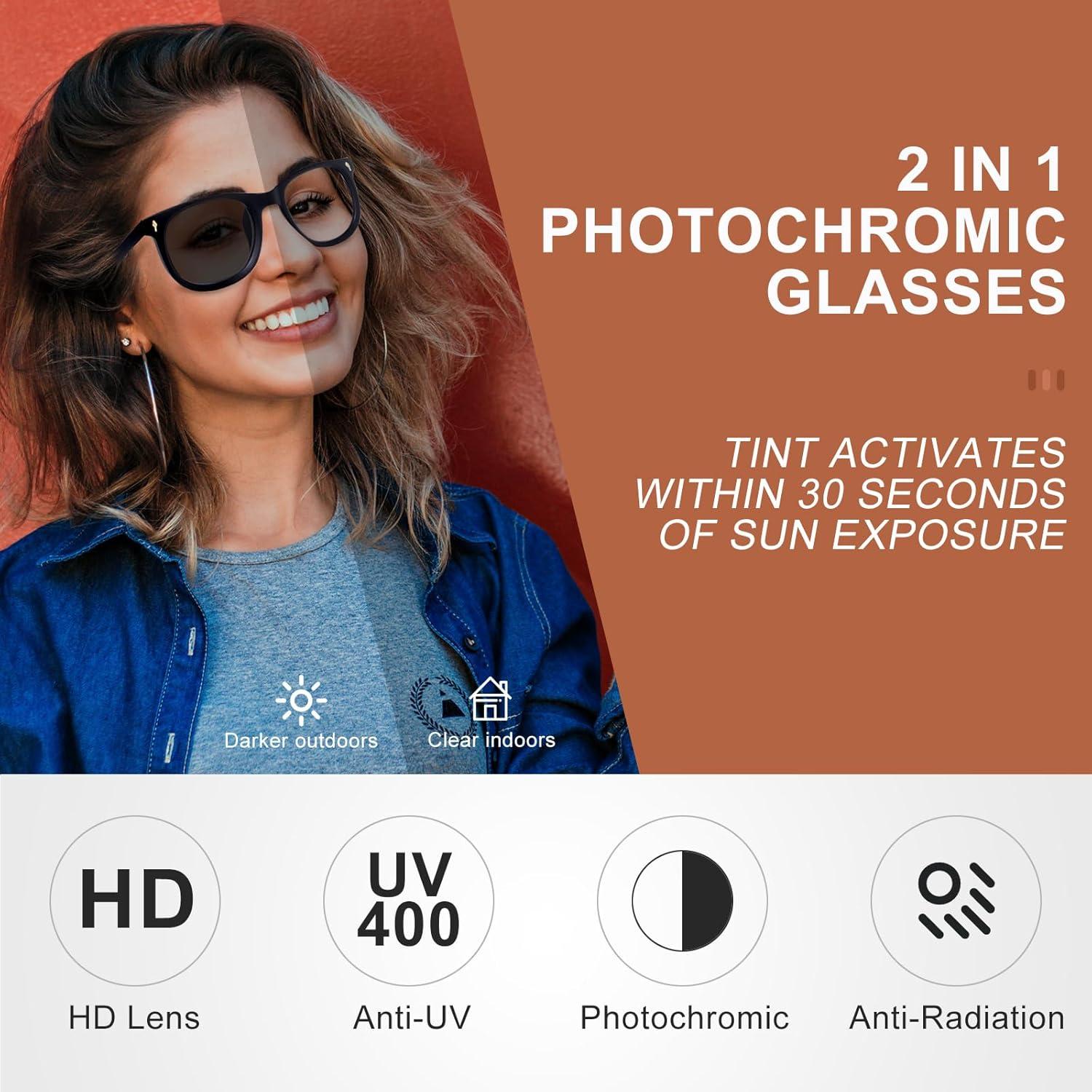 Gafas de lectura progresivas OuShiun foto-cromáticas 2.0x