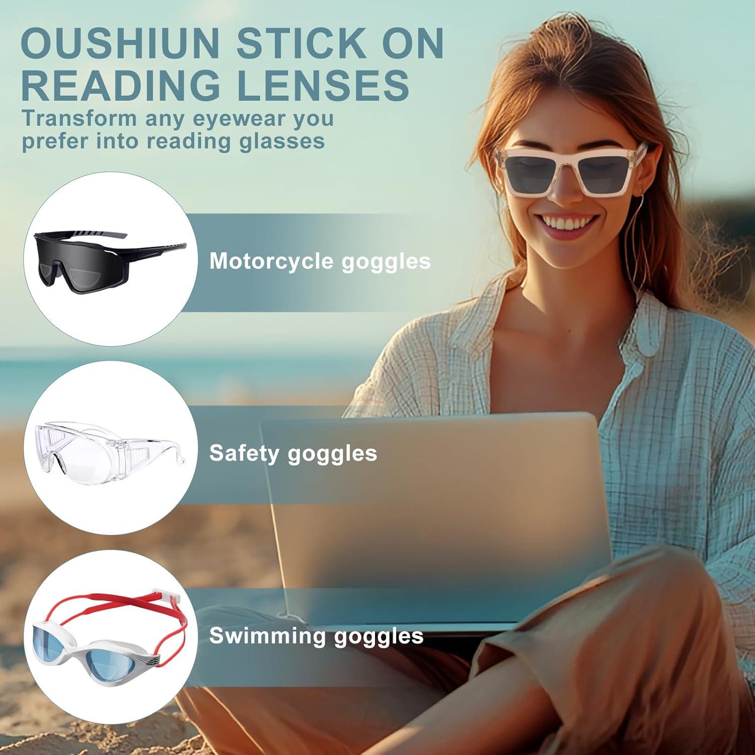Lectores Adhesivos OuShiun Bifocales 3.0x para Gafas