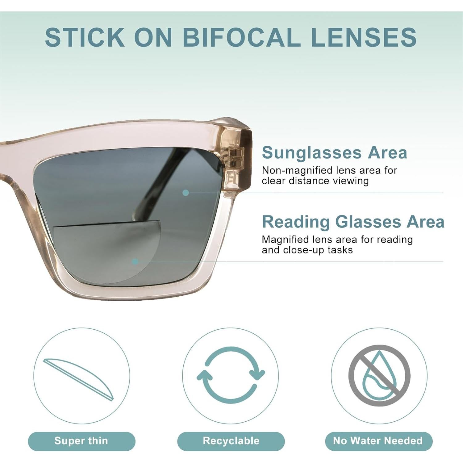 Lectores Adhesivos OuShiun Bifocales 3.0x para Gafas