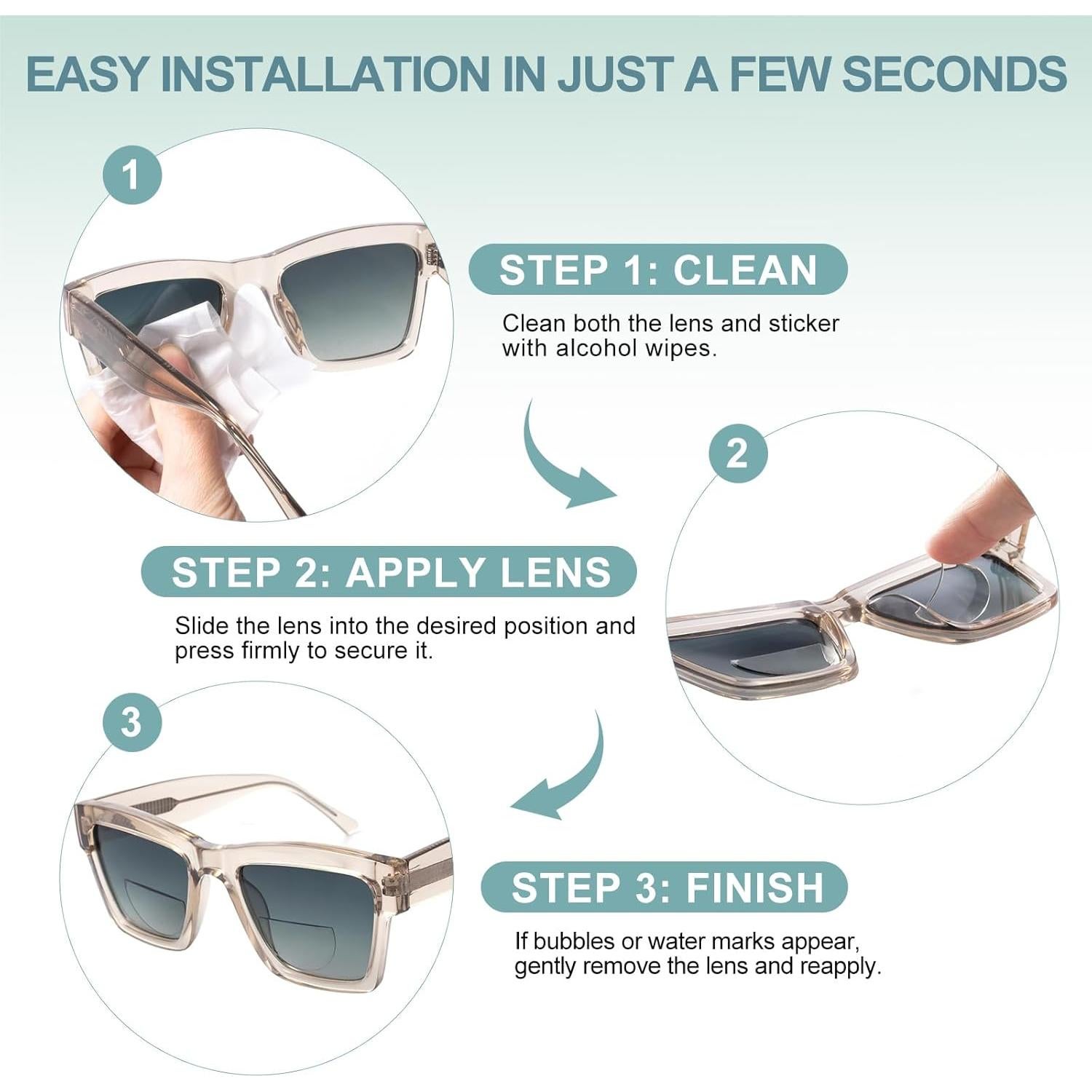 Lectores Adhesivos OuShiun Bifocales 3.0x para Gafas