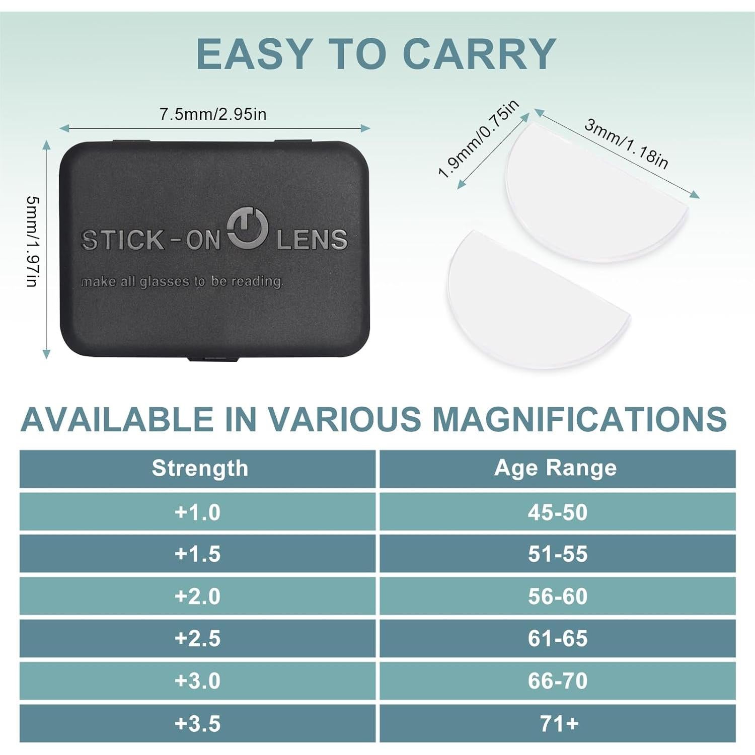 Lectores Adhesivos OuShiun Bifocales 3.0x para Gafas