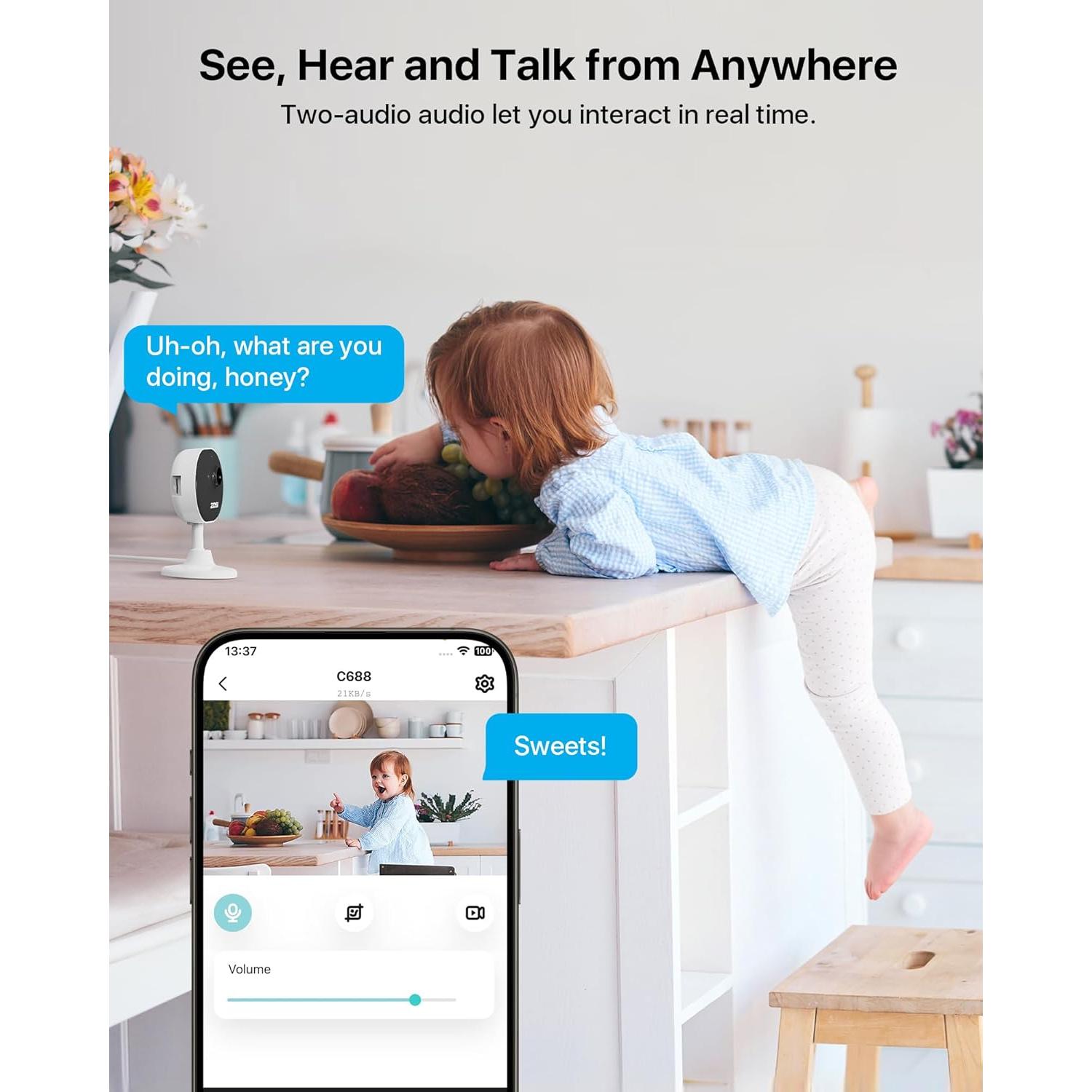Cámara de Seguridad ZOSI C688 WiFi 1080P con Audio y Noche
