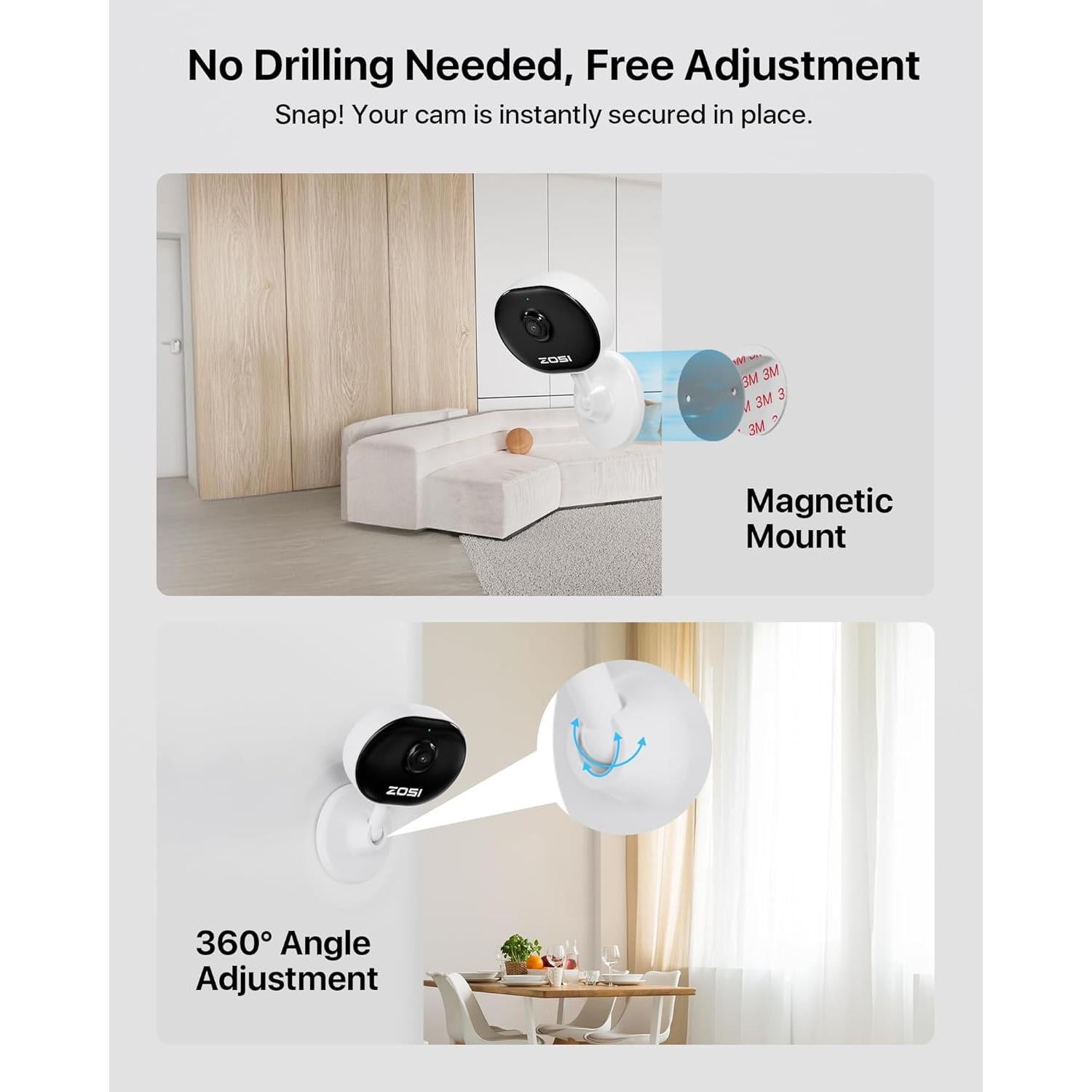 Cámara de Seguridad ZOSI C688 WiFi 1080P con Audio y Noche