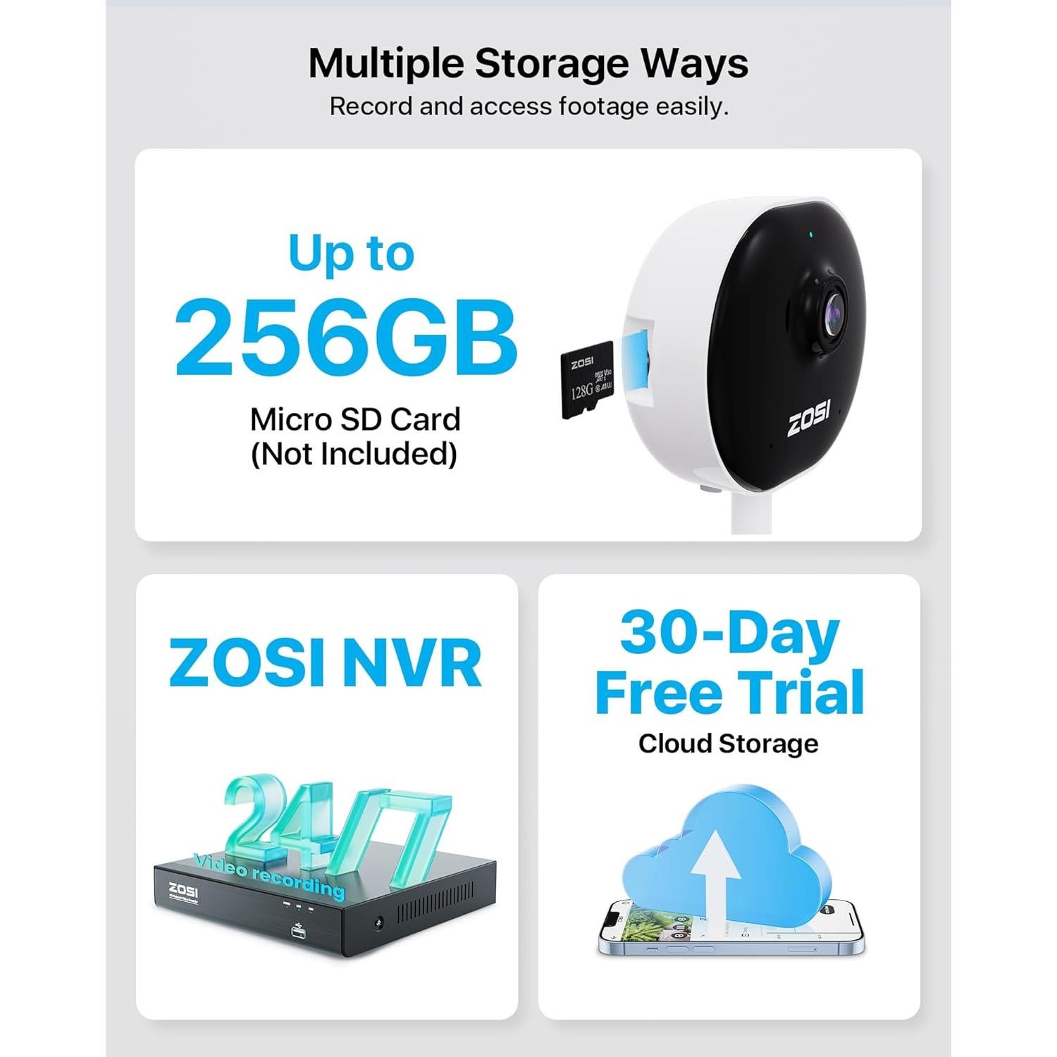 Cámara de Seguridad ZOSI C688 WiFi 1080P con Audio y Noche