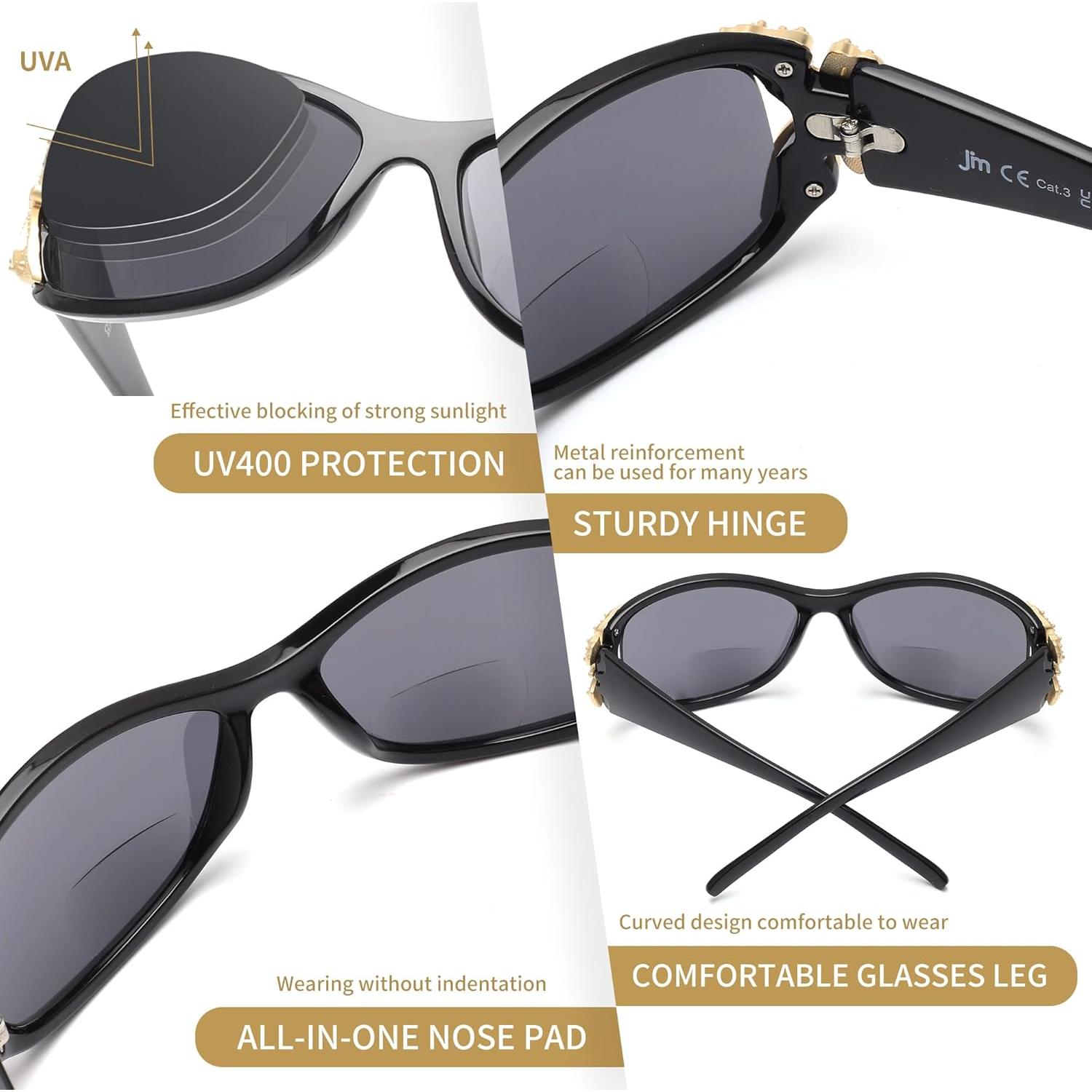 Gafas de Sol Bifocales JM para Mujeres UV400 2 Pares