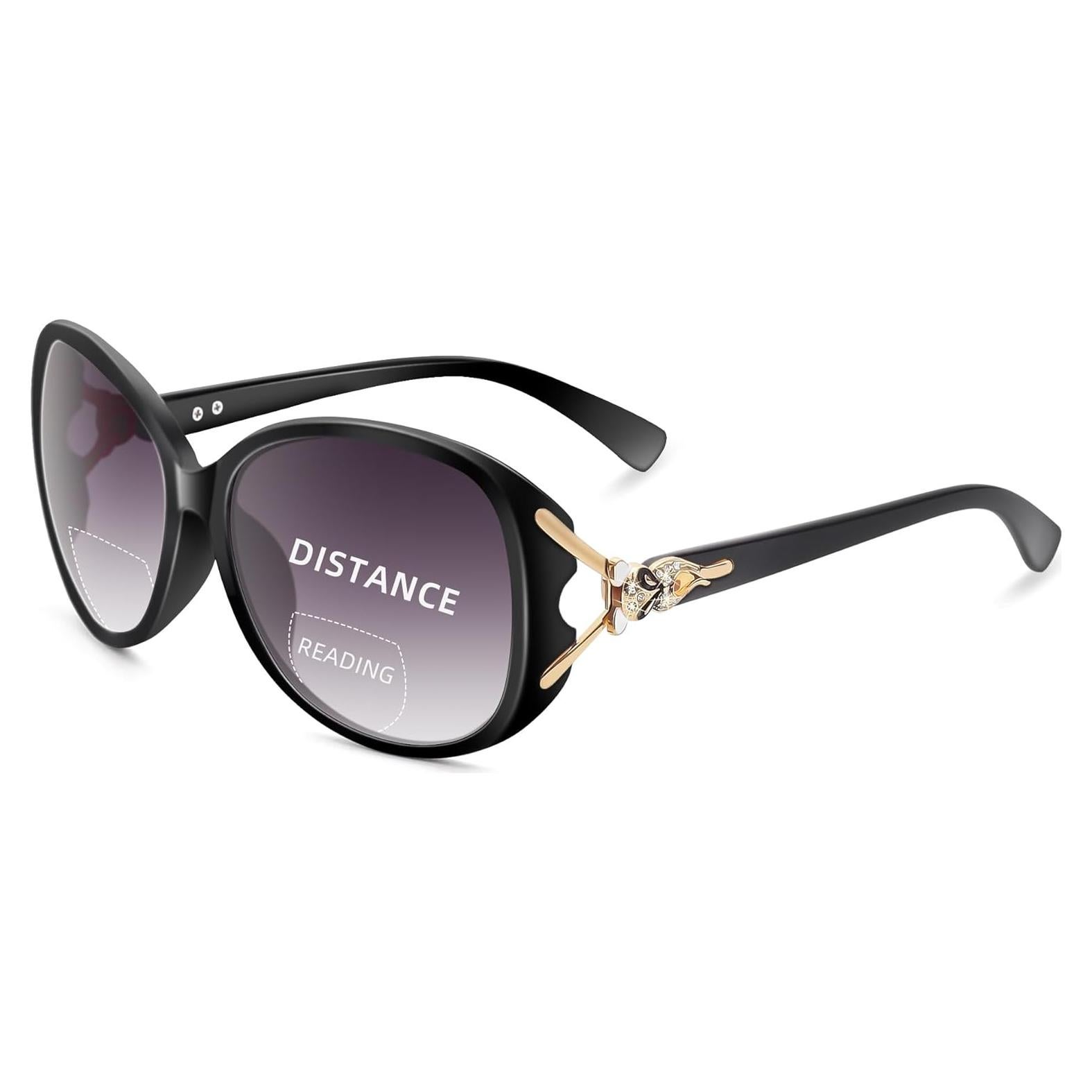 Gafas de Sol Bifocales JM para Lectura Mujeres UV400 Negro +2.75