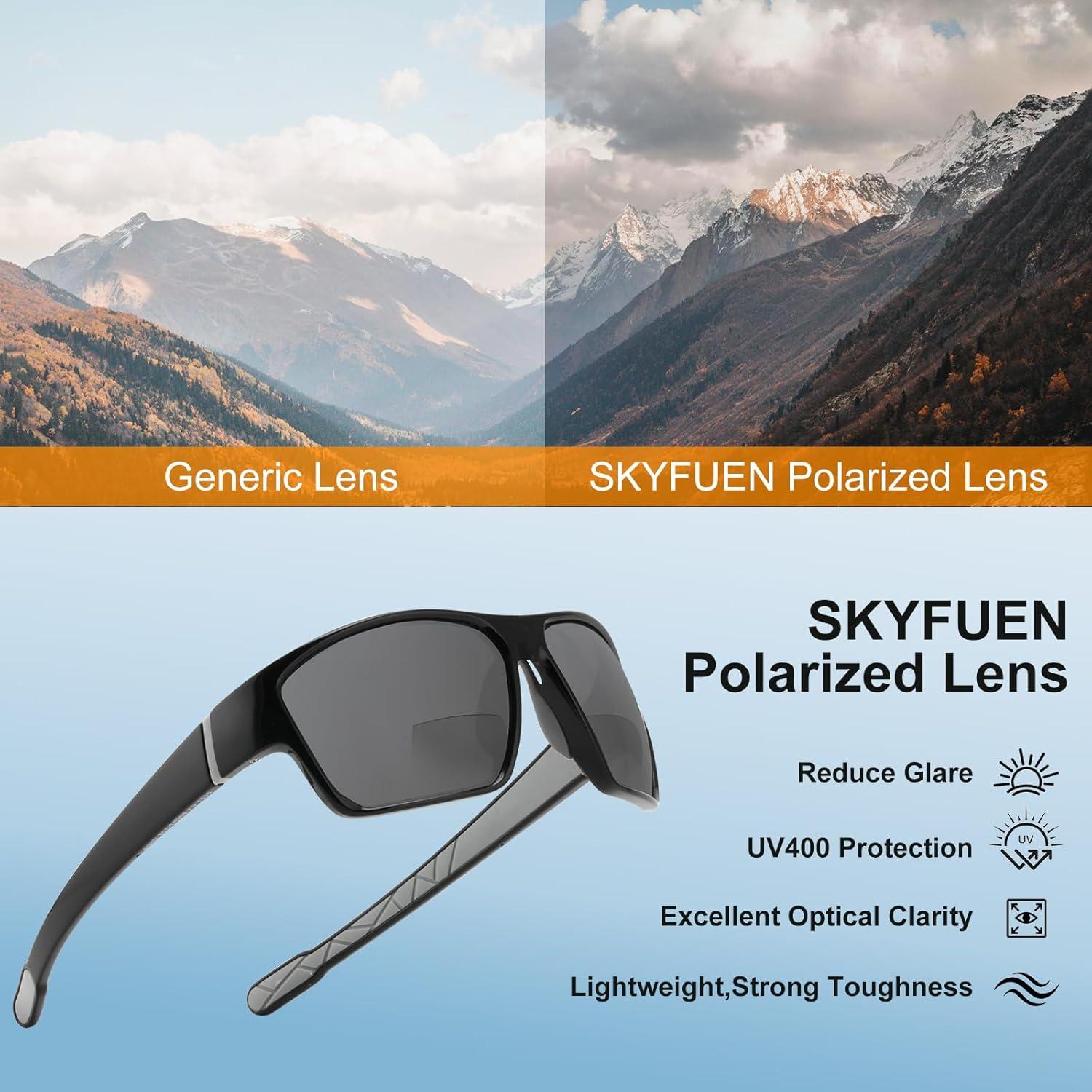 Gafas de sol bifocales SKYFUEN polarizadas 2.0x negras