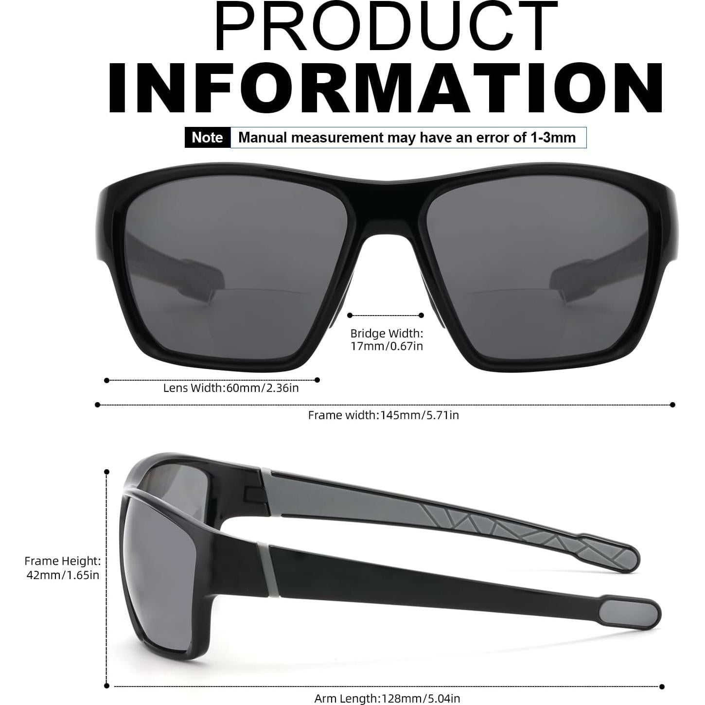 Gafas de sol bifocales SKYFUEN polarizadas 2.0x negras