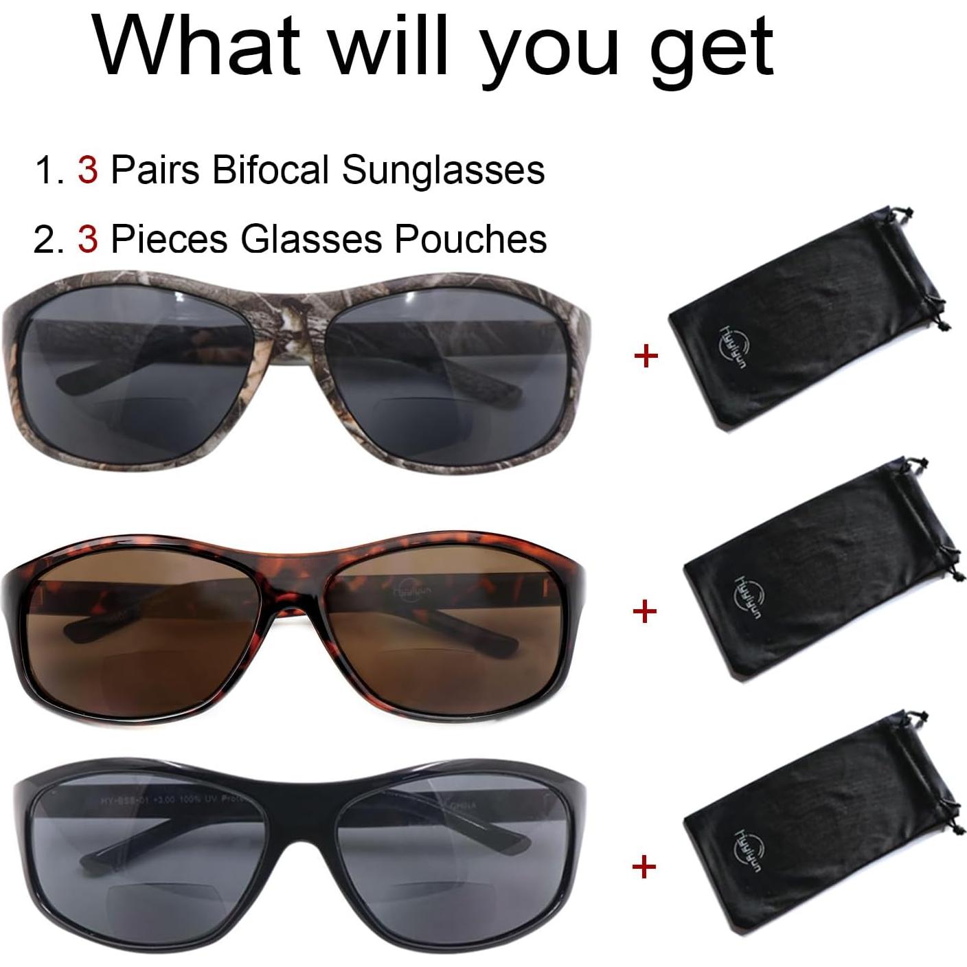 Paquete de 3 Gafas de Sol Bifocales Hyyiyun 2.5X Unisex