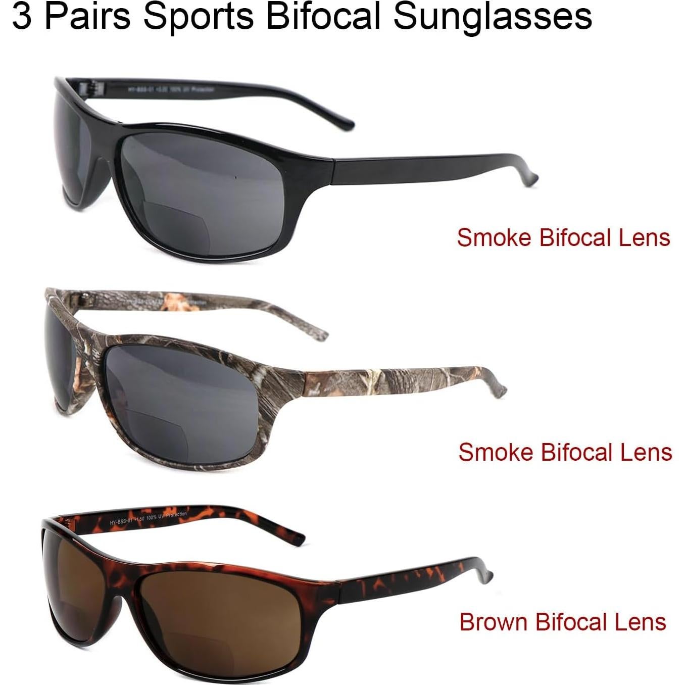 Paquete de 3 Gafas de Sol Bifocales Hyyiyun 2.5X Unisex