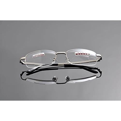 Gafas de lectura bifocales De Ding metal plata 2.0x
