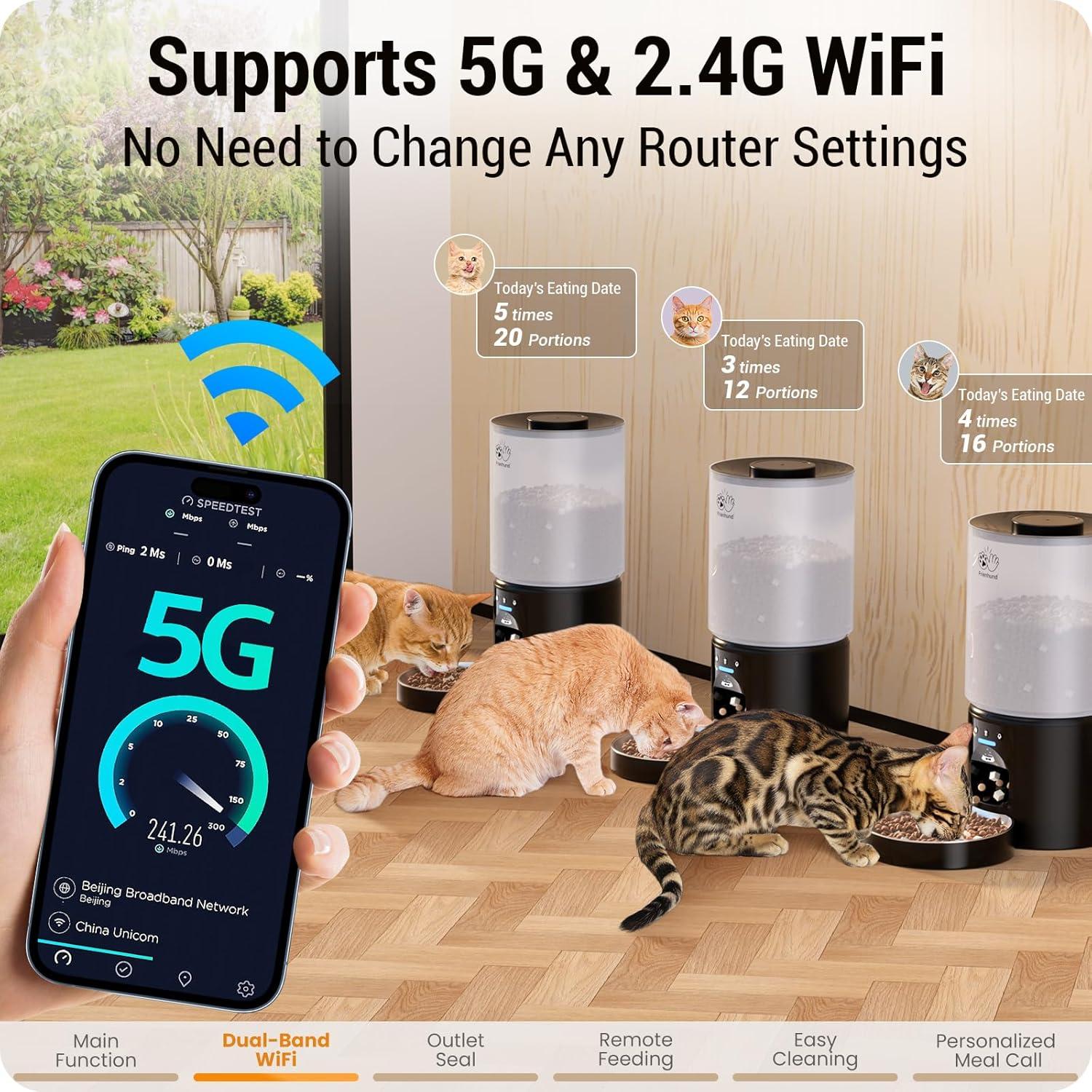 Comedero Automático Frienhund 5L WiFi para Gatos y Perros
