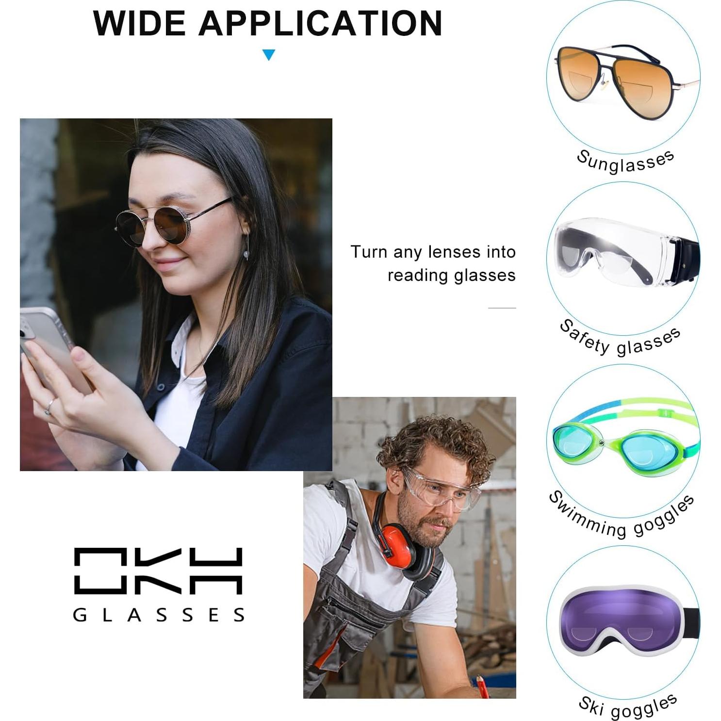 Lentes Bifocales Adhesivos OKH 2 Pares 2.5x para Gafas