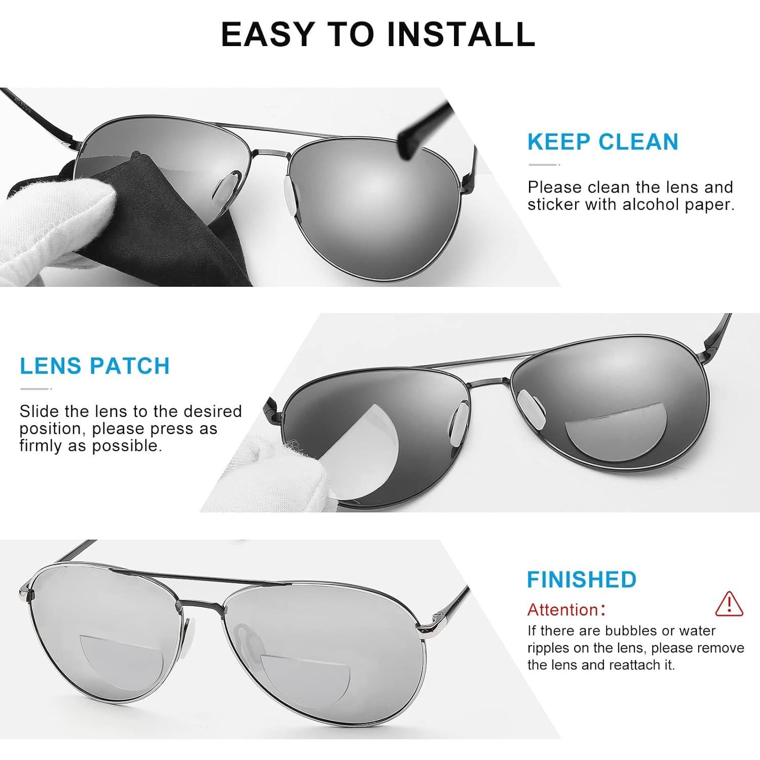 Lentes Bifocales Adhesivos OKH 2 Pares 2.5x para Gafas