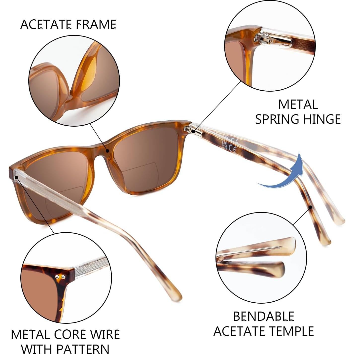 Gafas de sol bifocales Tortuga UV400 para lectura 1.5x