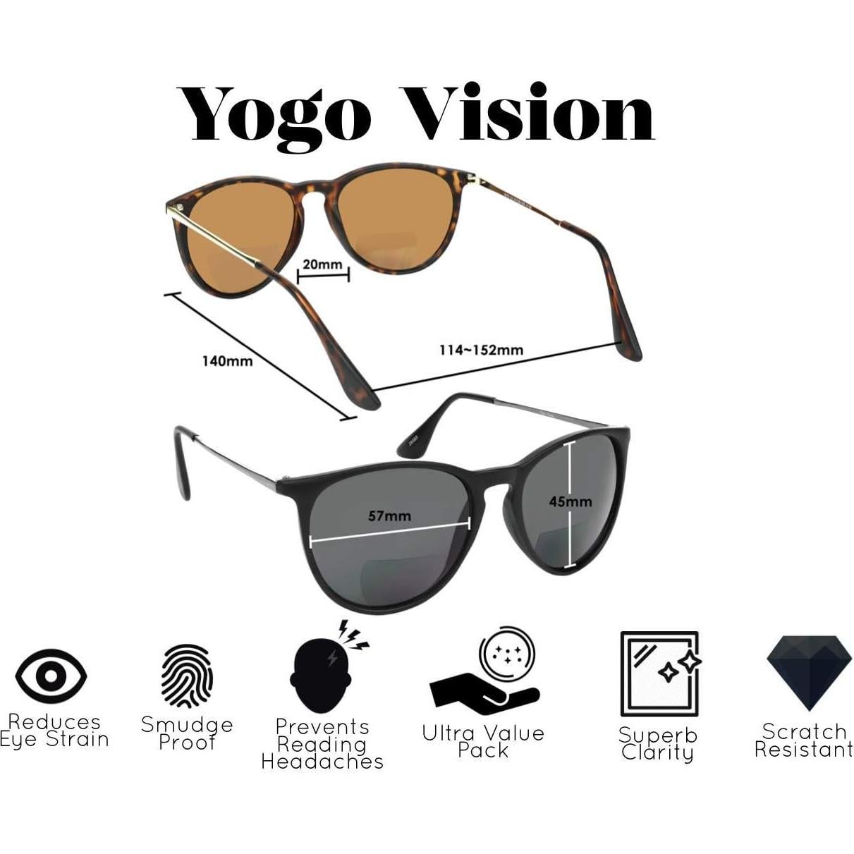 Gafas de sol bifocales Yogo Vision unisex 2.25 UV400