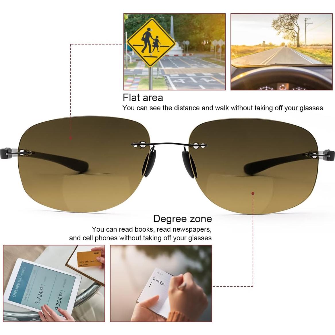 Gafas de Sol Bifocales MIRYEA 2 Pares UV400 Sin Montura