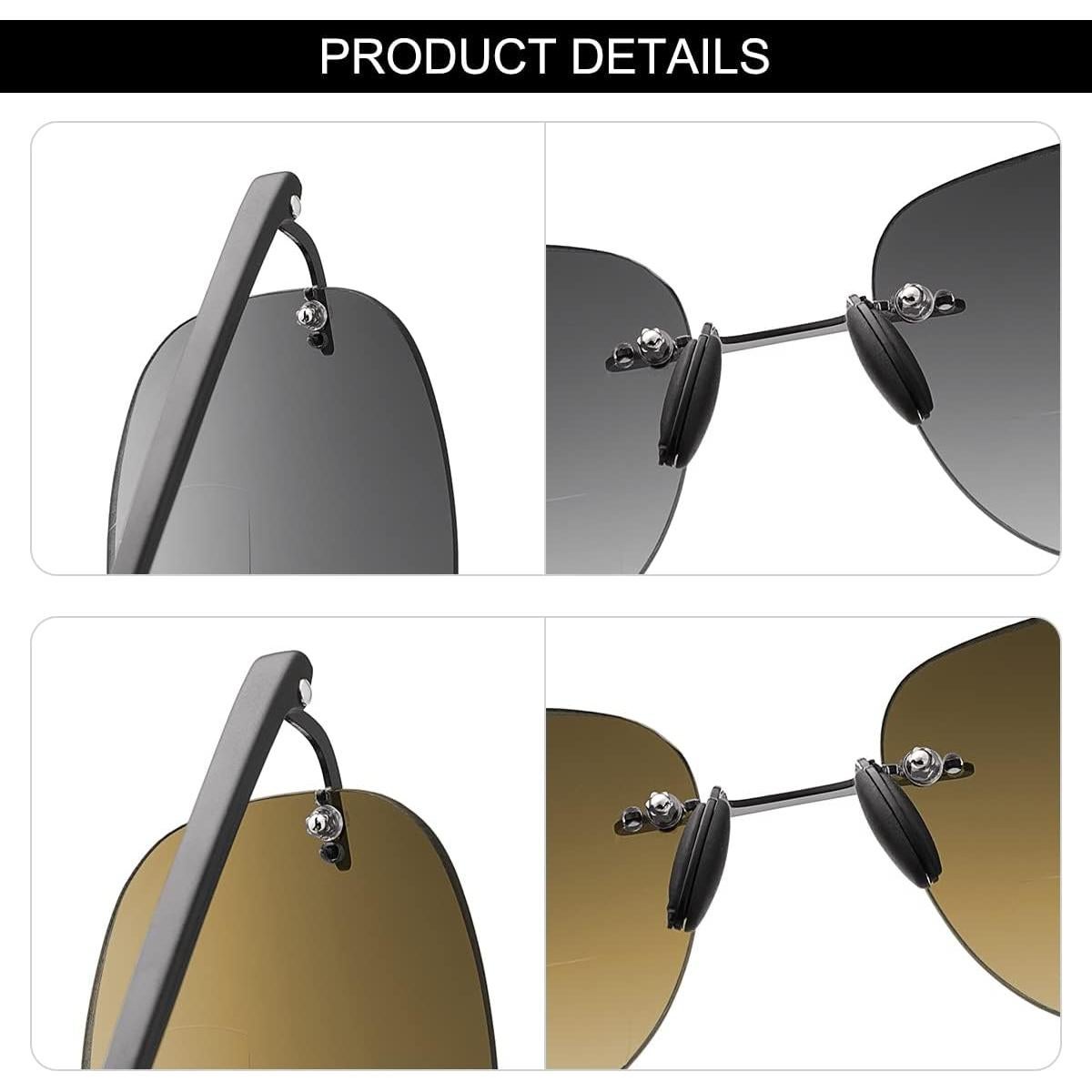 Gafas de Sol Bifocales MIRYEA 2 Pares UV400 Sin Montura