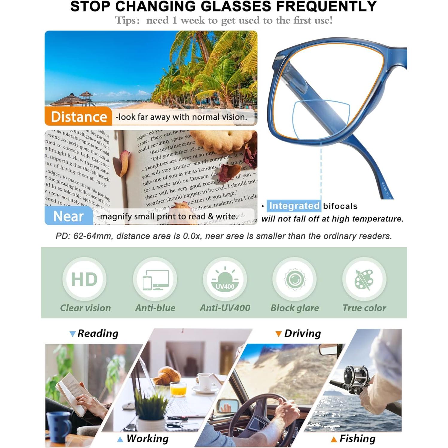 Gafas de Lectura Bifocales MARE AZZURO 2.0 con Bloqueo Luz Azul